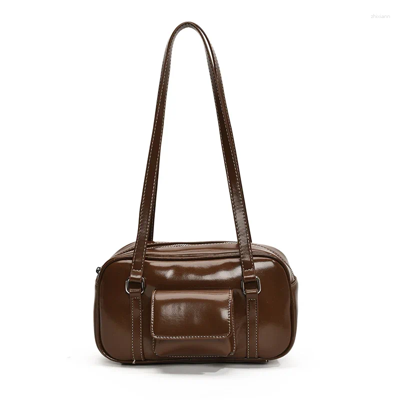 Totes Zipper Sewing Thread PU Shoulder Bags 2025 High Quality Solid Color Large Capacity Versatile Casual Simple Trendy Handbags zhanyishengli