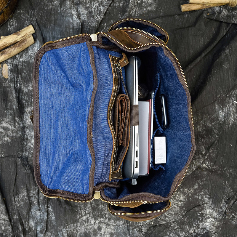 Luufan Genuine Leather Men Big Capacity Fit 15.6 inch Laptop Backpack Cowhide School Bag Male Travel Rucksack