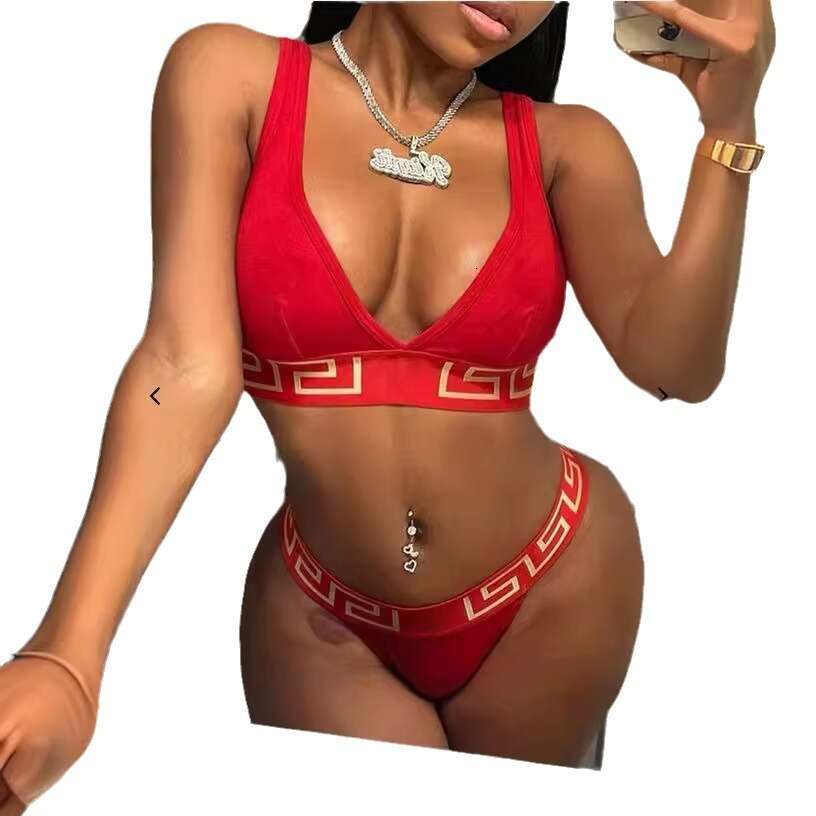 European American Summer Printed Bikini Two Piece Set 2024 New Style Unique and Elegant Clothing