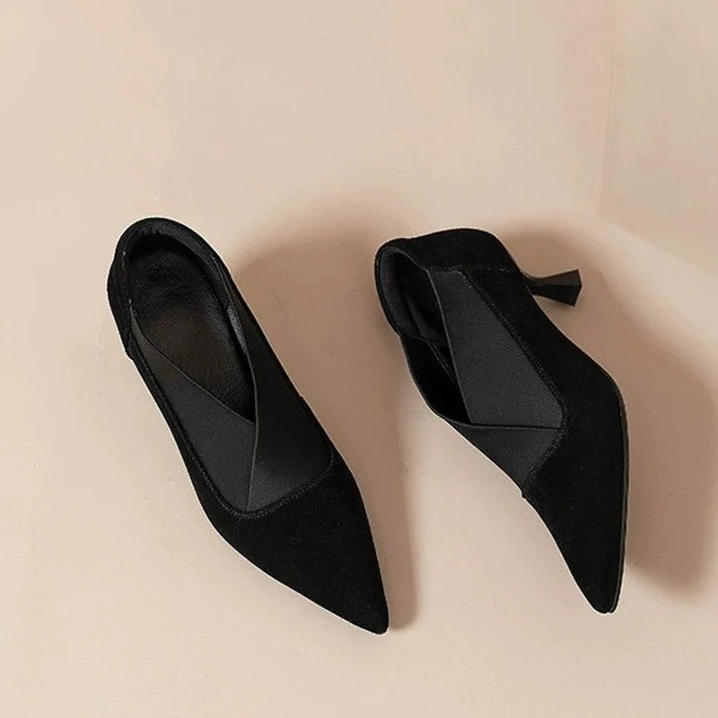 Women Pointed Toe High Heels Shoes Suede Stilettos Shoes Autumn Winter 2025 Elegant Party Shoes Dress Pumps Botas Mujer 241209