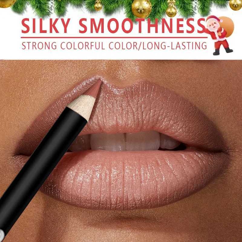 Bare brown lip pencil line matte smooth waterproof lipliner durable non stick cup lipstick pen beauty makeup Christmas boxXJ241209