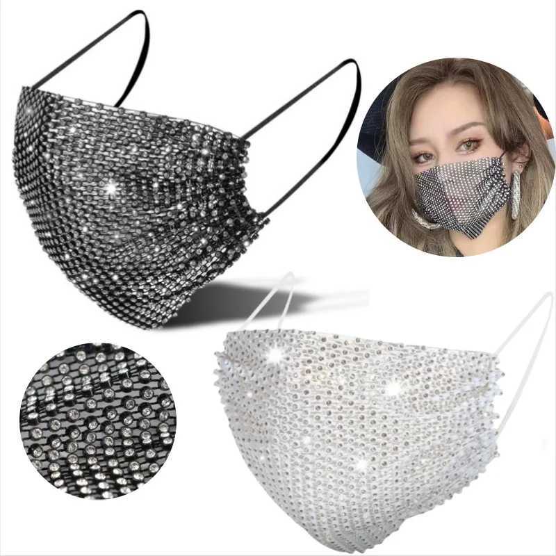 3pcsSparkling Rhinestone Face Mask Fashion Breathable Face Covering Nightclub Music Festival Party Costume Accessories for WomenXJ241209