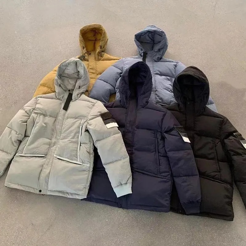 Brand mens parkas 21fw metal nylon down cotton jacket warm embroidered Cuff Coat parka Size M-2XL