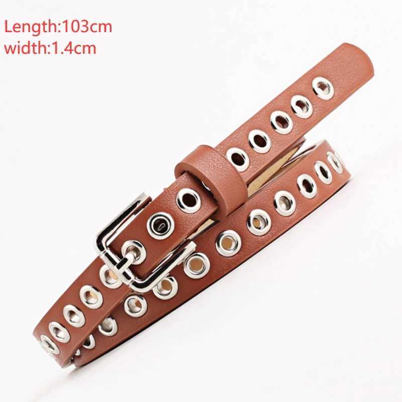 Wendai Punk Cool Metal Buckle Adjustable Double Eyes Grmet Leather Fashion Belt Jeans Dress Perforated Belt X2412092