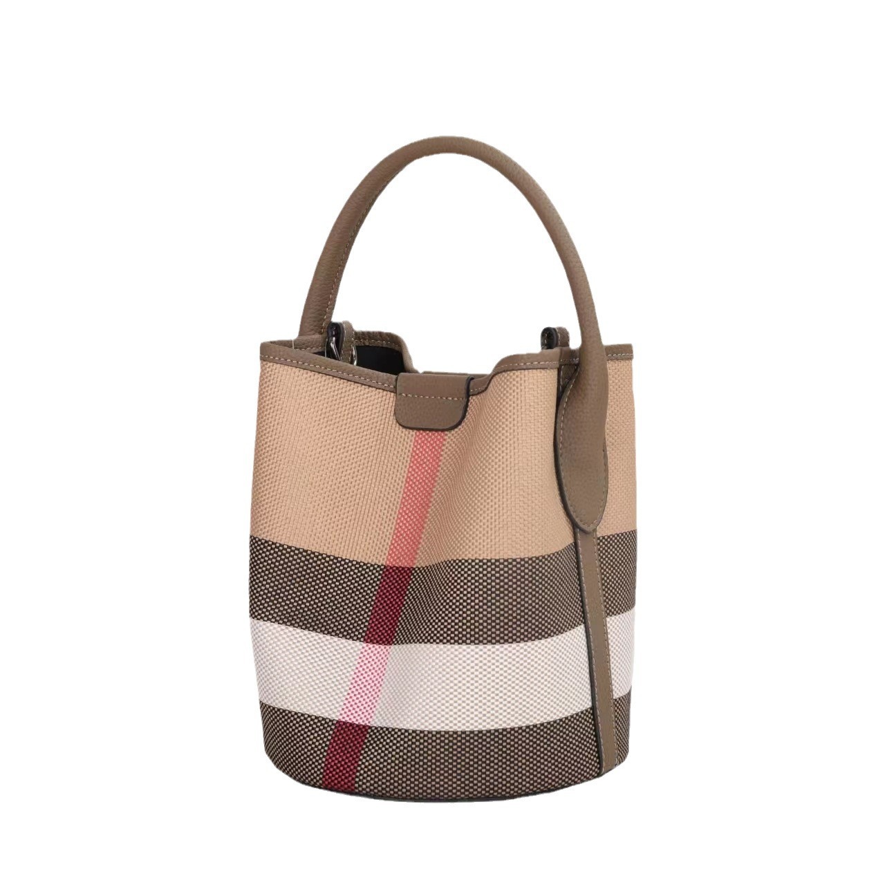 Advanced Leather Bucket Shaped Fashion Designer Multifunctional Checkered Handbag Single Shoulder Crossbody Bag