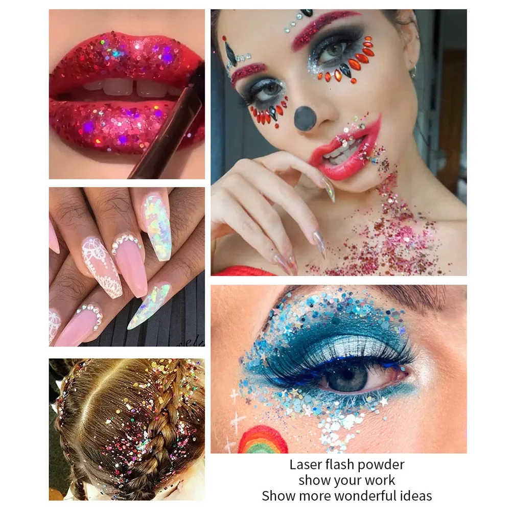 Body Glitter Gel Multifunctional Face Lip Hair Loose Sequins Flash Liquid Eyeshadow Festival Stage Makeup Decoration Cosmetics 241209