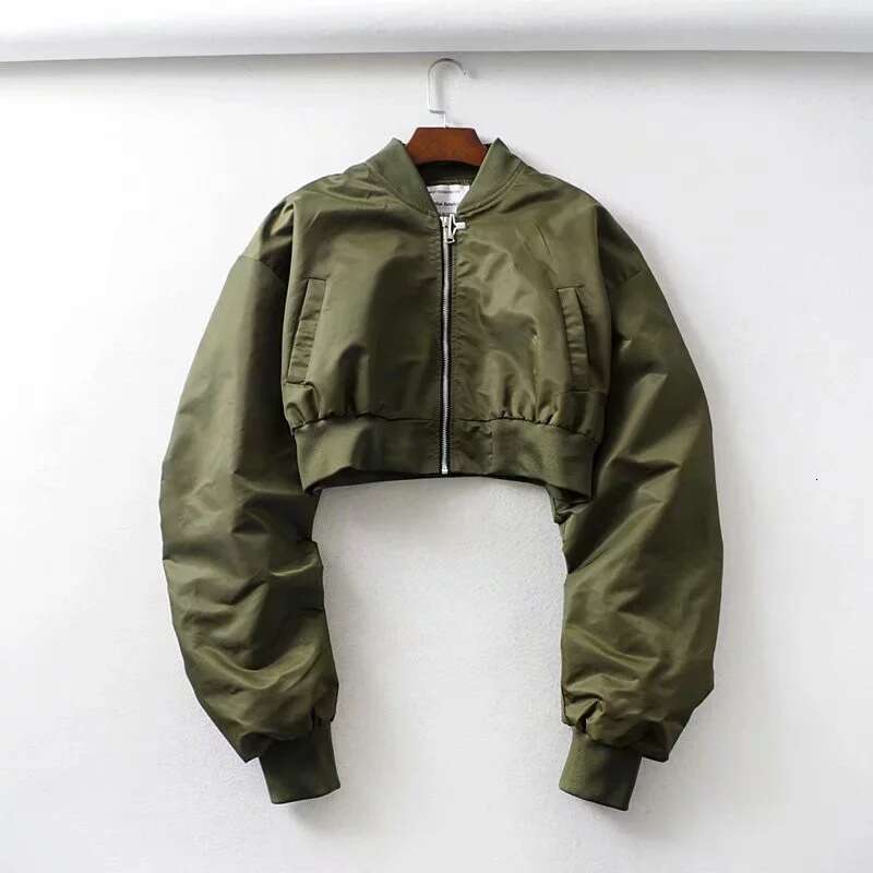 Early Autumn Solid Color Handsome Stand up Collar Short Zipper Pilot Women's Baseball Jacket, Top Trendy 2024 New Style, Unique and Elegant Cloth