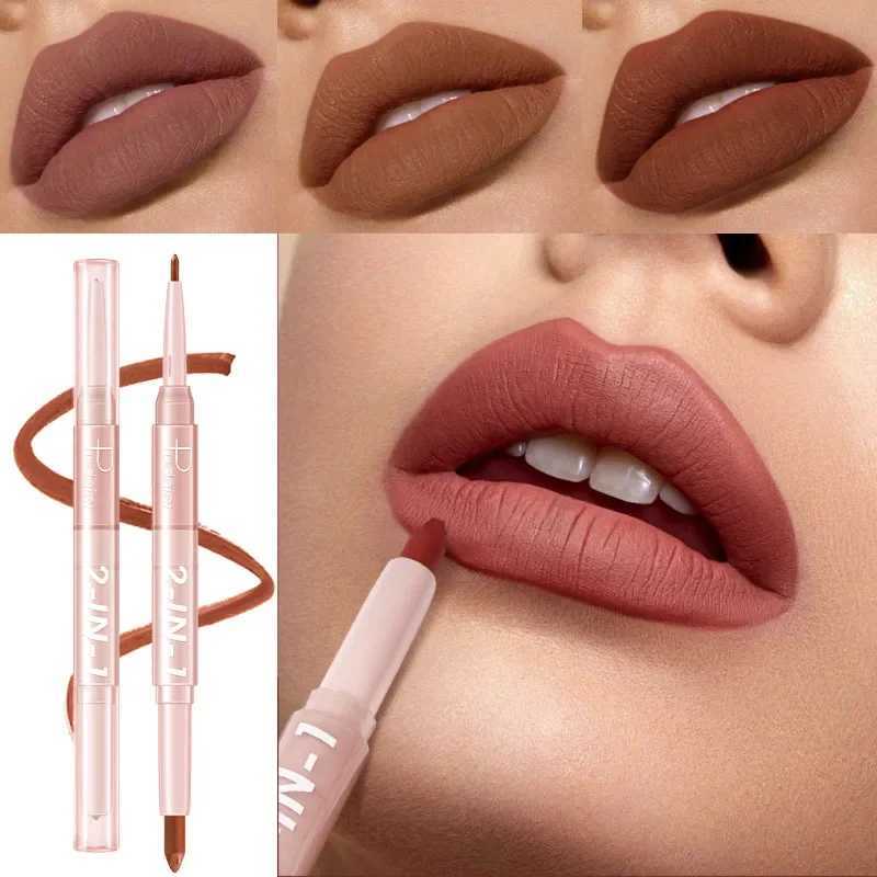 Silk Smooth Multicolor Double Head Lipliner Non Fading Matt European and American Lipstick Cosmetic Charming Red Brown Lip GlossXJ241209