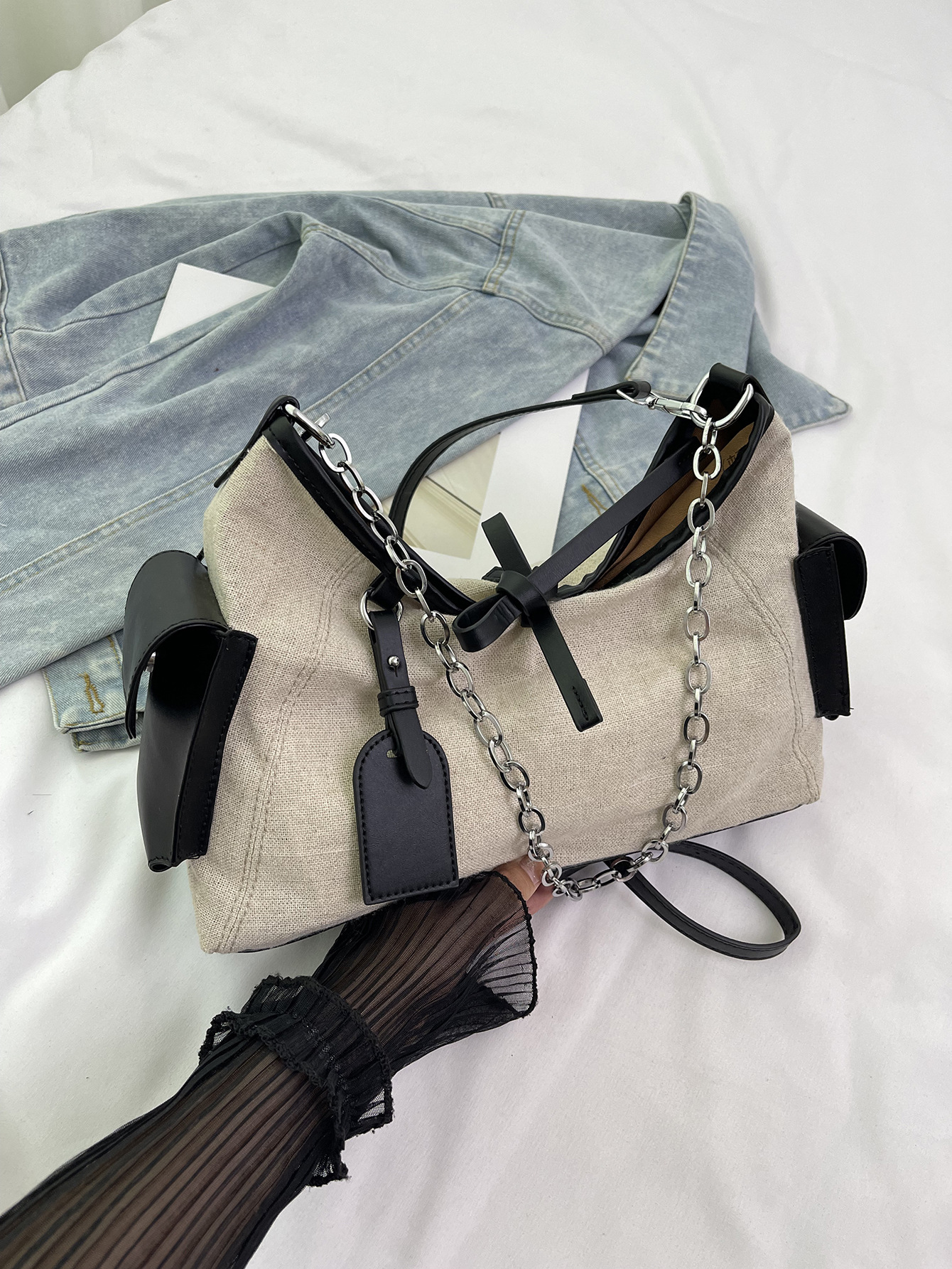 Designer Free Shipping Bag Shoulder Bags Canvas Splicing Large Capacity Tote Underarm Bag Fashion