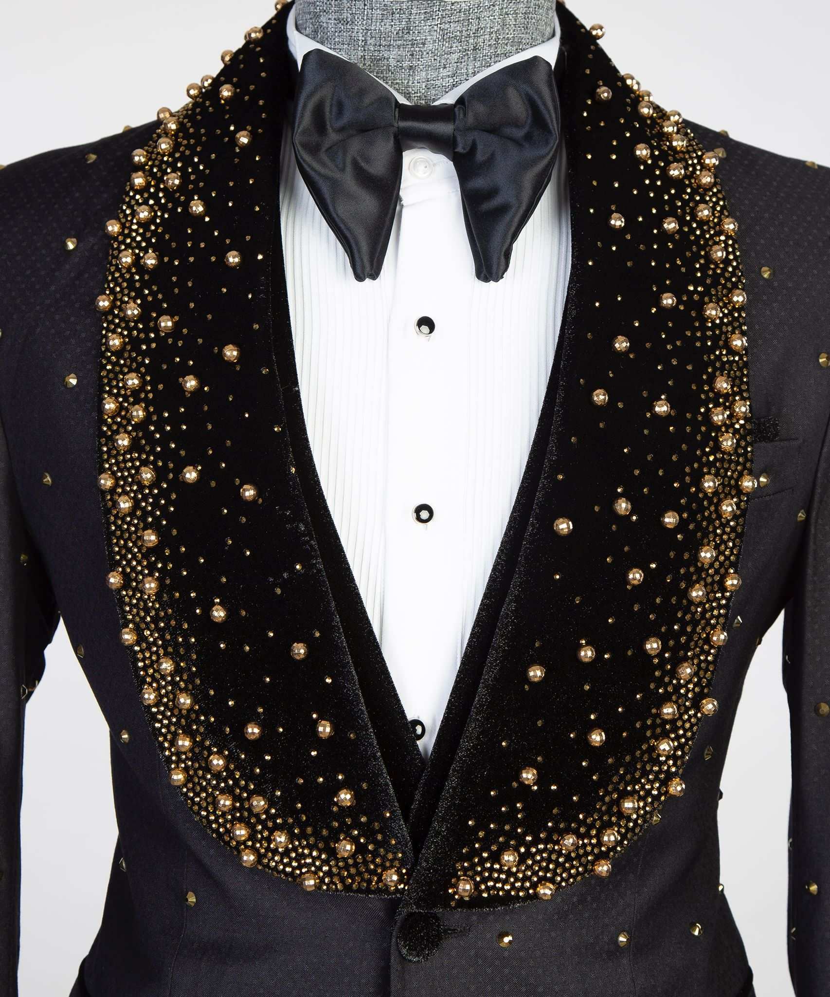 Luxury Wedding Tuxedos Beaded Pearls Jacquard Two Pieces Sets Jacket Vest Shawl Lapel Men Suits Fashion One Button Business Formal Groom Wear Customiz