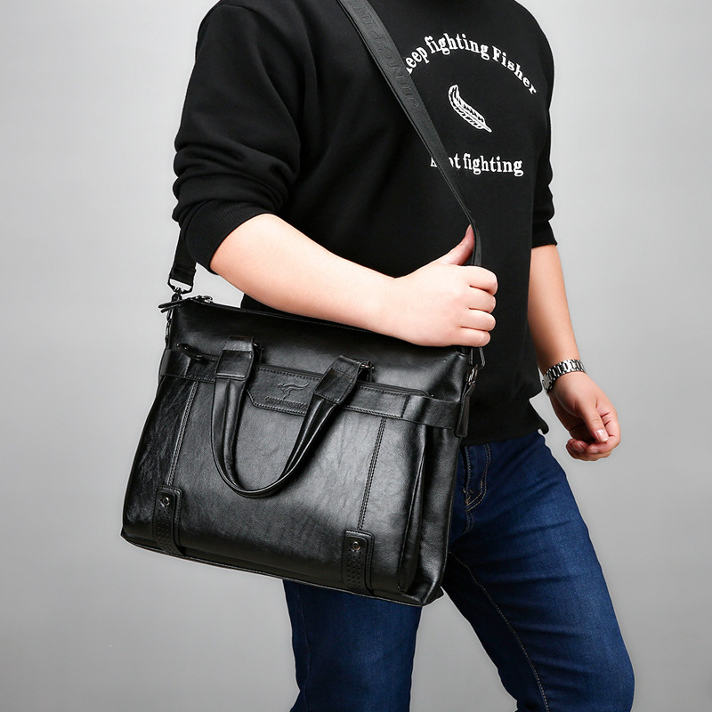 Designer's new laptop men's leather business horizontal and vertical cowhide casual bag, single shoulder crossbody bag