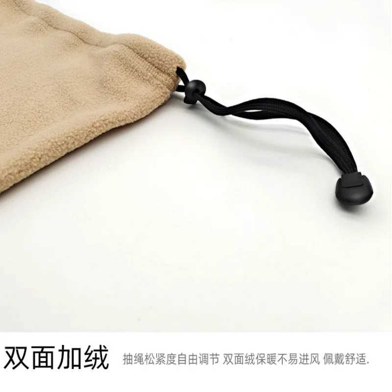 3pcsPolar Fleece Solid Color Drawstring Keep Warm Men Scarf Autumn Winter Outdoor Ride Unisex Neckerchief Face MaskXJ241209