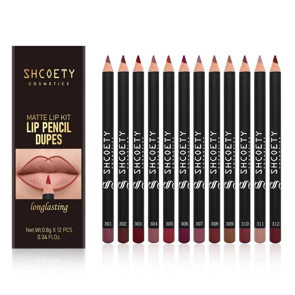 12pcs Nude Lip Liner Set Long Lasting Color Waterproof Lip Liner Sexy Lip Plumpers Brown Lip LinerXJ241209