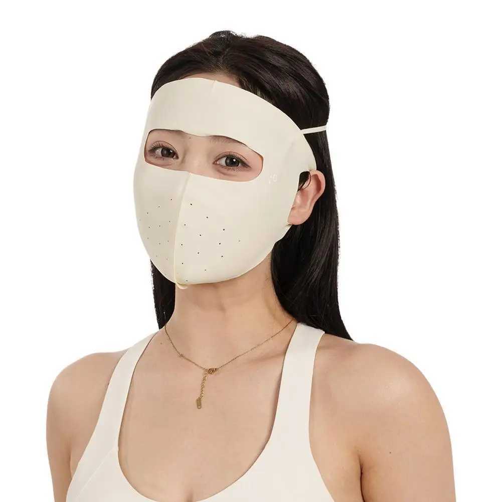 3pcs1PC Summer Ice Silk Sunscreen Mask Full Face Sun Protection Mask Forehead Thin Section Breathable Anti Ultraviolet Face MaskXJ241209