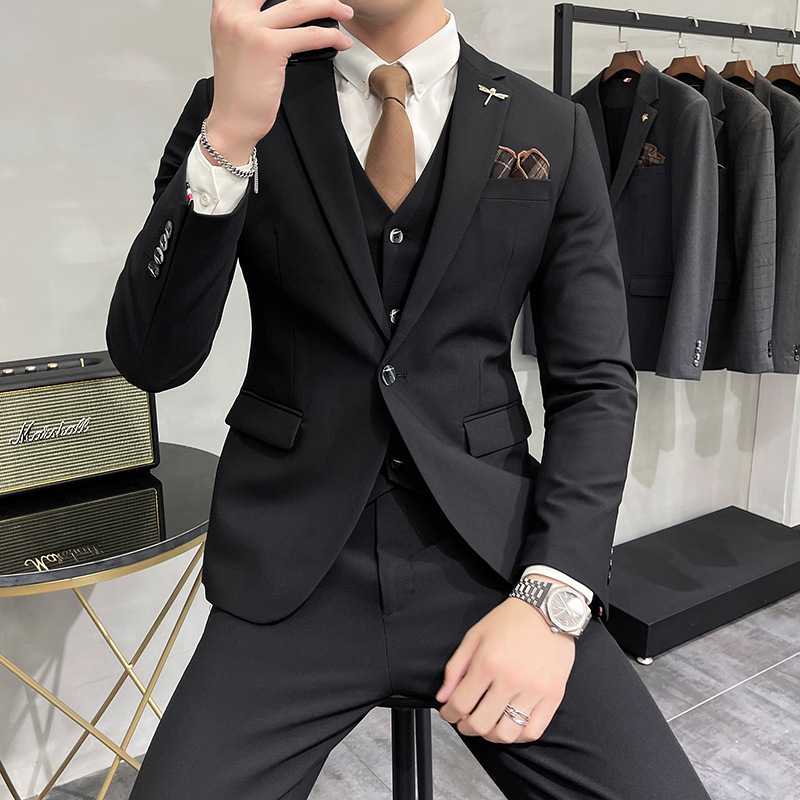 M200 Large size men's solid color suit men's three-piece suit groom wedding dress