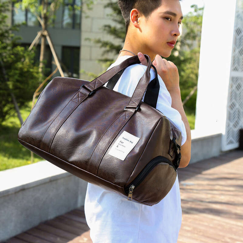 Leisure fitness large capacity outdoor handbag, diagonal cross PU travel yoga bag, men's shoulder bag
