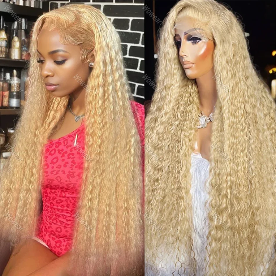 Ombre Big Curly 13x4 Hair Wigs Simualtion Human Hair Wig Deep Curly Brazilian Long Highlight Wig Synthetic Wigs Pre Plucked Heat Resistant Lace Fronta