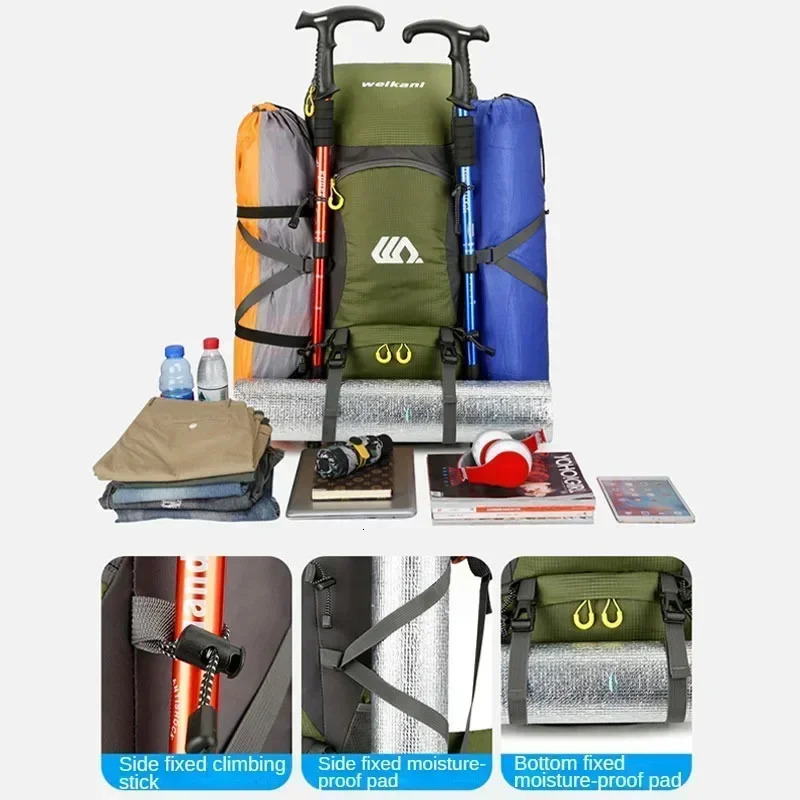 50L Travel Backpack Camping Bags For Men Large Hiking Bag Tourist Rucksack Waterproof Outdoor Sports Climbing Mountaineering Bag 241209