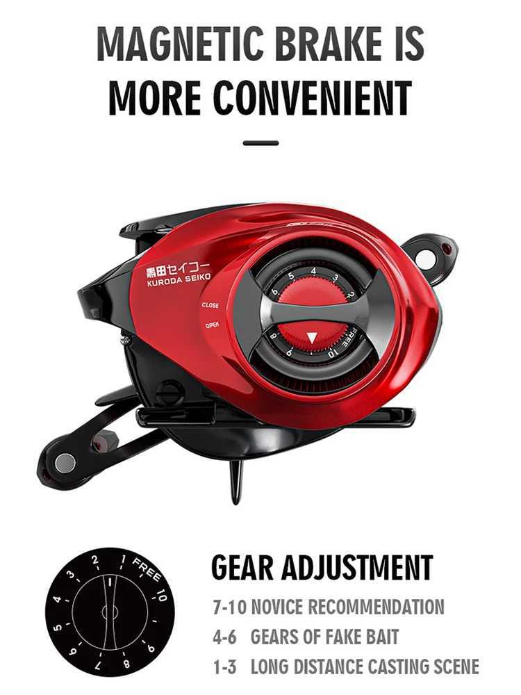 KURODA Baitcasting Reel 10KG Max Drag 18+1BB 7.2 1High Speed Jig Wheel Metal Line Cup Sea Jig Wheel For Catfish Bass CarpXJ241209