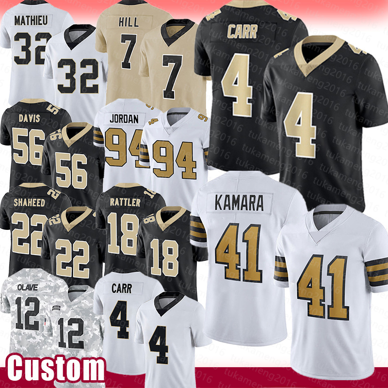 Derek Carr Alvin Kamara Football Jerseys Tyrann Mathieu Taysom Hill Demario Davis Cameron Rashid Shaheed Spencer Rattler Chris Olave Marshon Lattimore