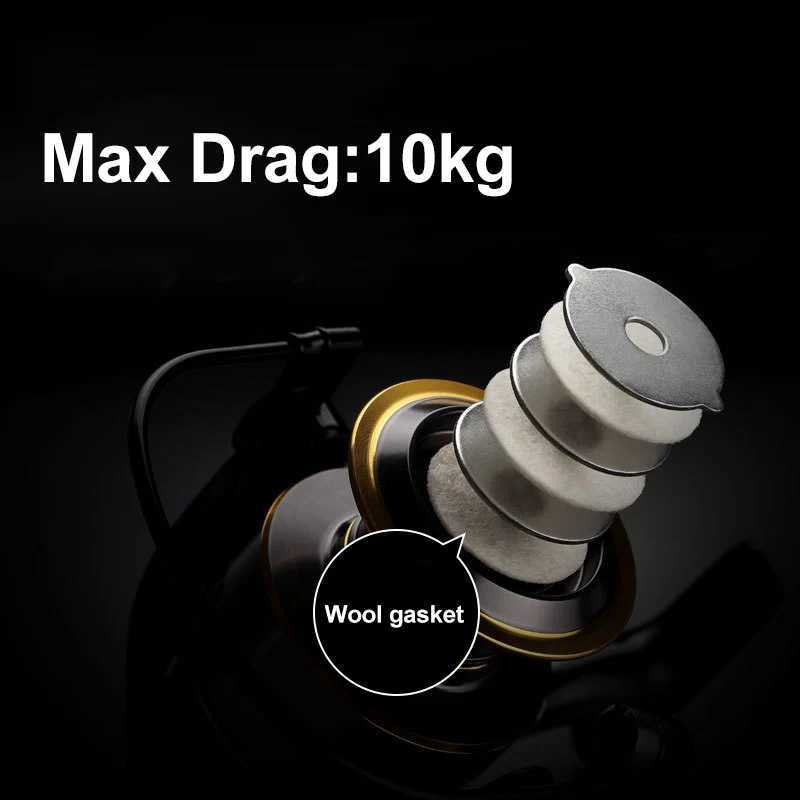 Fishing Reel HE 500-7000 Series Max Drag 10kg Spool Metal Line Cup Freshwater Long Throw Spinning WheelXJ241209