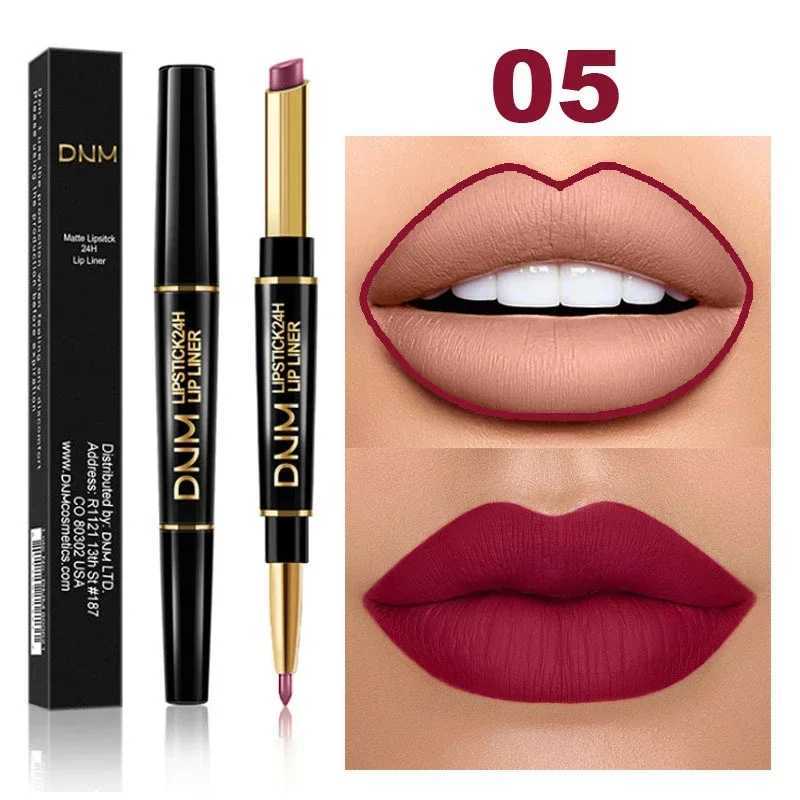 DNM Double-ended Matte Lipstick Pencil Non-stick Cup Long Lasting Lipstick Lip Liner Waterproof 2 In 1 Lip Stain Pencil MakeupXJ241209
