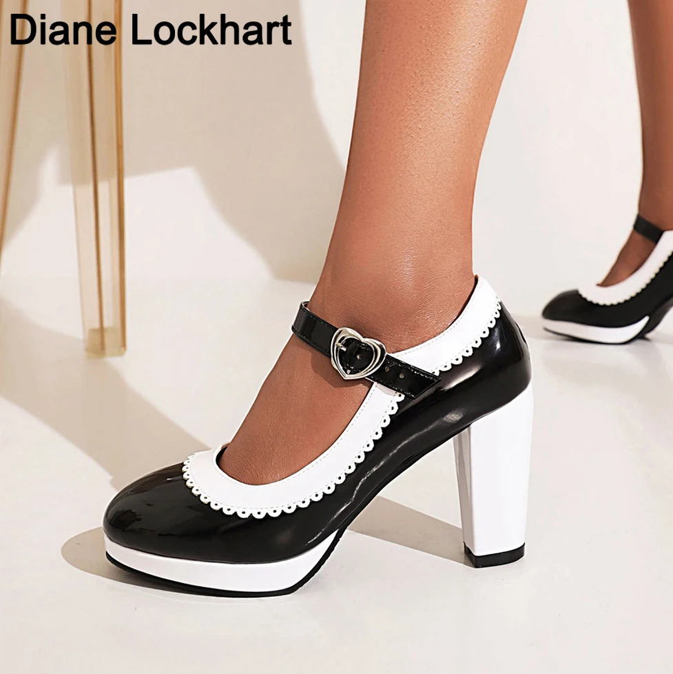 Womens shoes on Heels Women Mixed colors Platform Pumps Shallow Mouth Round Toe Shoes for Woman Mary Jane high heels Footwear 241209