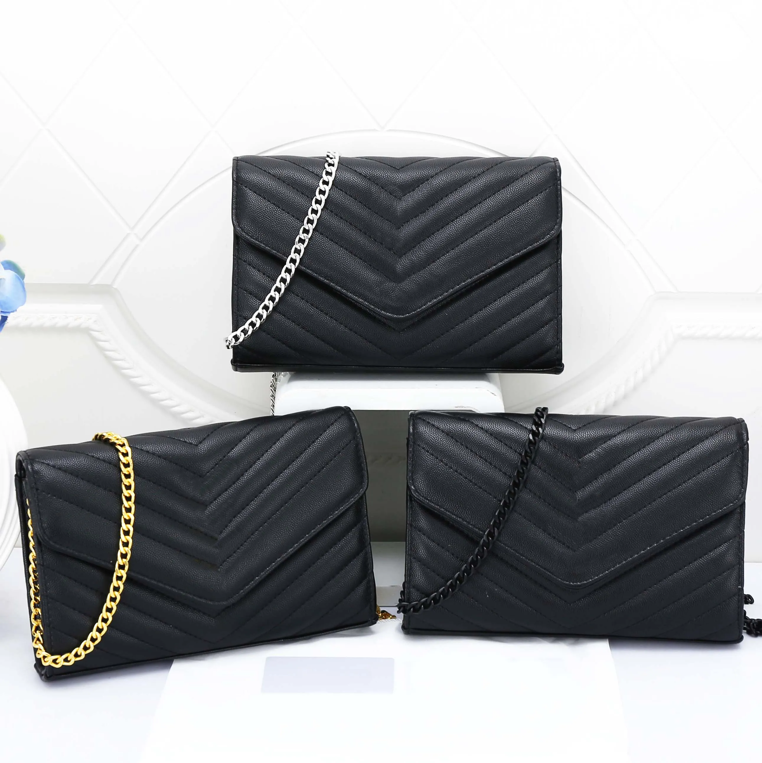 Designer clutch handbags woc Envelope Genuine leather caviar bags wallet on chain purse fashion lady shoulder bag women handbag vintage card holder purse