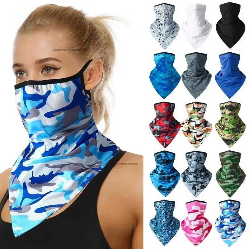 3pcsSun Protection Mask Balaclava Bicycle Motorcycle Face Cover Mask Men Ice Silk Cycling Spring Summer Triangular Hanging Ear MaskXJ241209