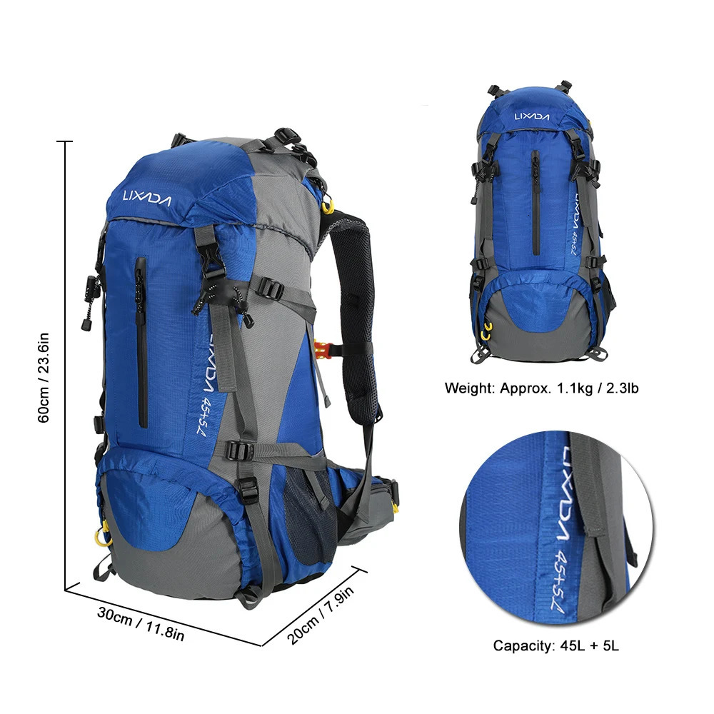 Lixada 50L Sport Bag Backpack Outdoor Climbing Knapsack Waterproof Mountaineering Hiking Backpacks Molle Camping Bag 6 Color 241209