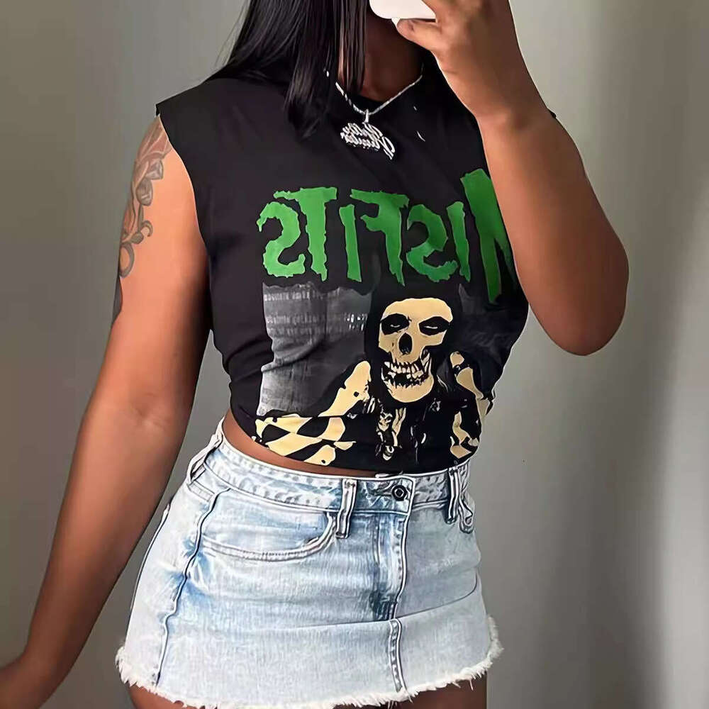 Summer American High Street Brand Fun Hot Stamping Loose Sleeveless Tank Top 2024 New Casual Fashion Trendy Clothing