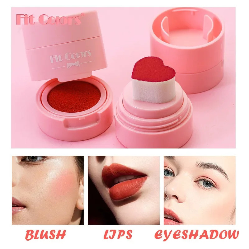 Heart Blush Stick Sponge Stamp Facial Blush Waterproof Brightening Face Contouring Shadow Blusher Tint Cheek Korean Cosmetics 241209