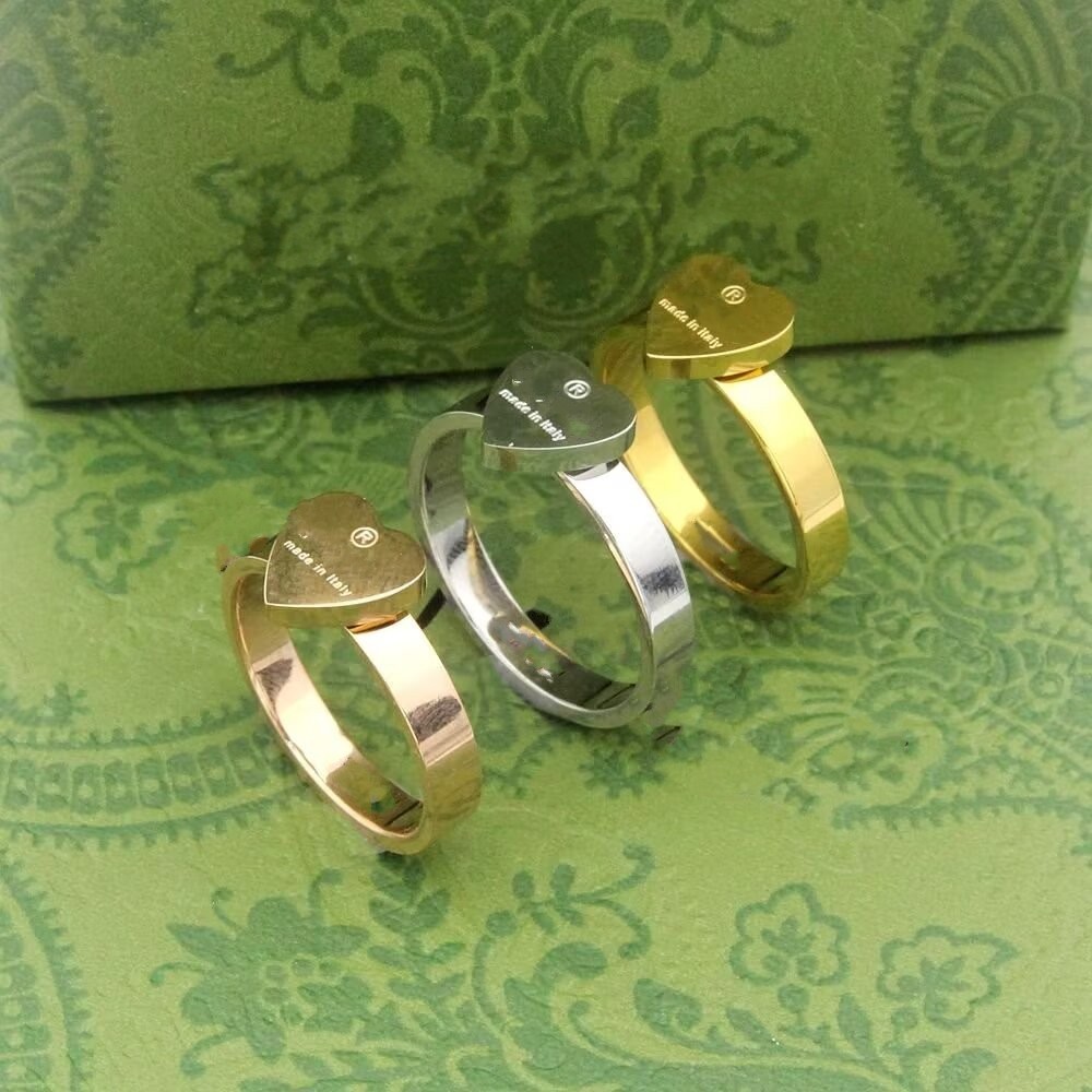 Top Quality Extravagant Simple heart Lovers Ring 18K Gold Silver Rose Colors 750 Stainless Steel Couple Rings Fashion Women men Designer Jewelry Lady Party Gifts