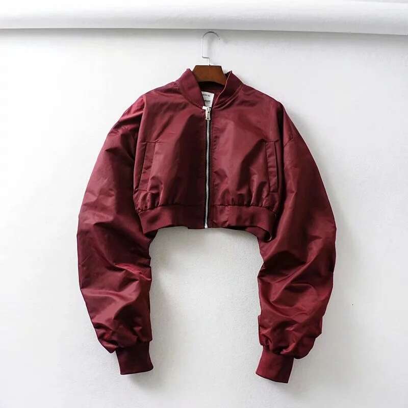 Early Autumn Solid Color Handsome Stand up Collar Short Zipper Pilot Women's Baseball Jacket, Top Trendy 2024 New Style, Unique and Elegant Cloth
