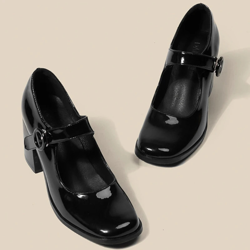 Mary Jane Shoes Women British Style Spring Autumn Retro Square Head High Heels Casual Comfortable Party Pumps Zapato De Tacon 241209