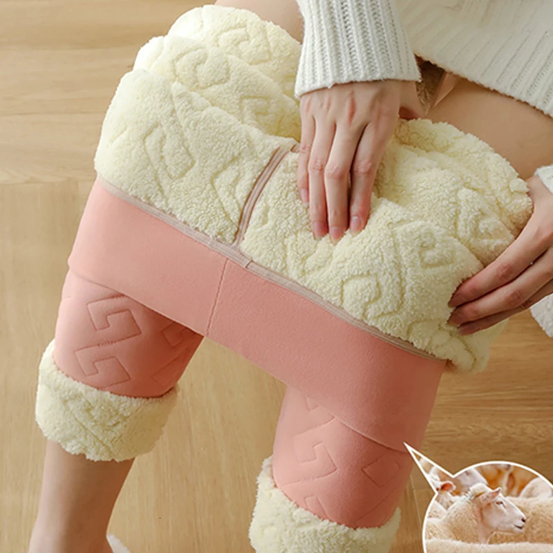 Super thick cashmere legs womens winter high waist weight loss wool tight pants for warmth wool insulation Trouser 241206