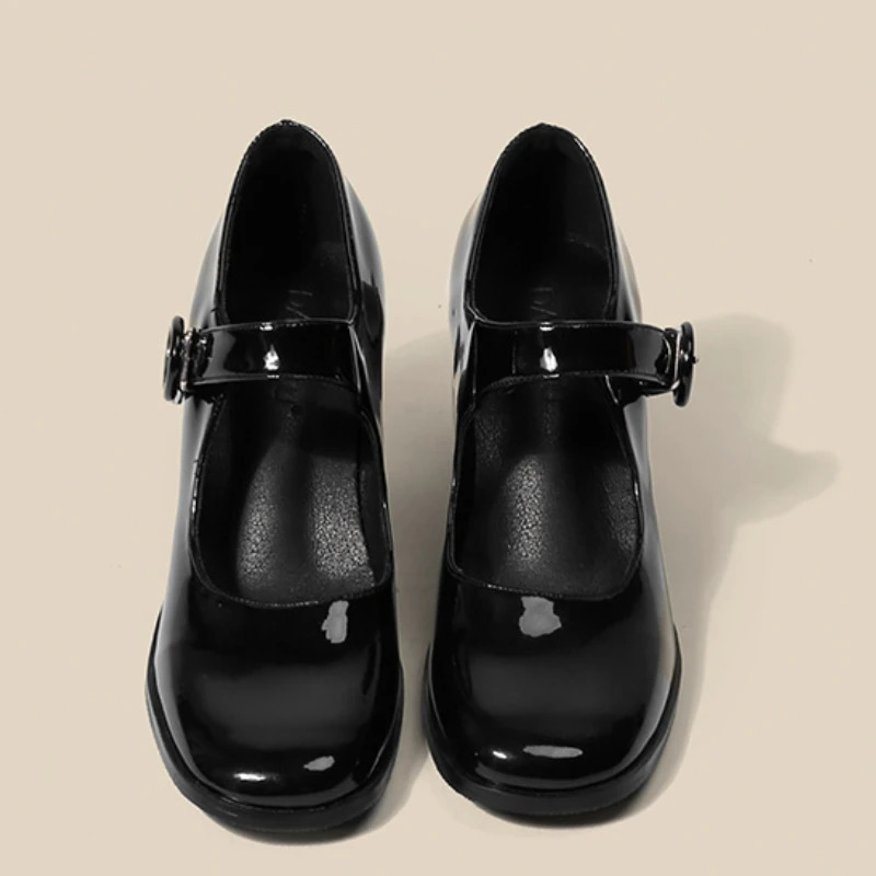 Mary Jane Shoes Women British Style Spring Autumn Retro Square Head High Heels Casual Comfortable Party Pumps Zapato De Tacon 241209
