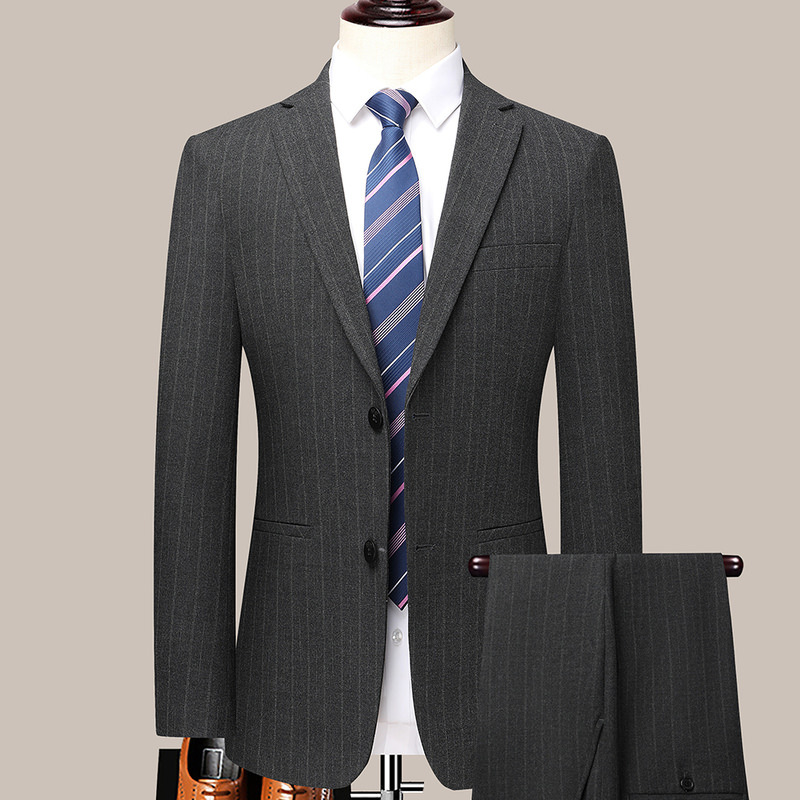 G1134 High-end striped men's suit business casual formal wear professional wedding groom dress slim fit best man suit