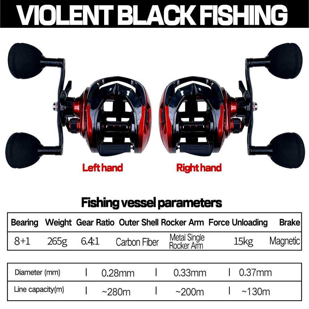 Catfish Reel 15kg Baitcasting Reels 8+1 Bearings Strong Saltwater Fishing Wheels Baitcast Reel Big Game Jig Machine Long CastingXJ241209