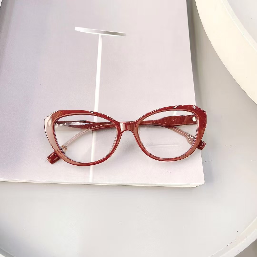Fashion women's cat eye design frame full rim glasses personalised plastic personalised glasses leg design glasses for travelling for photos