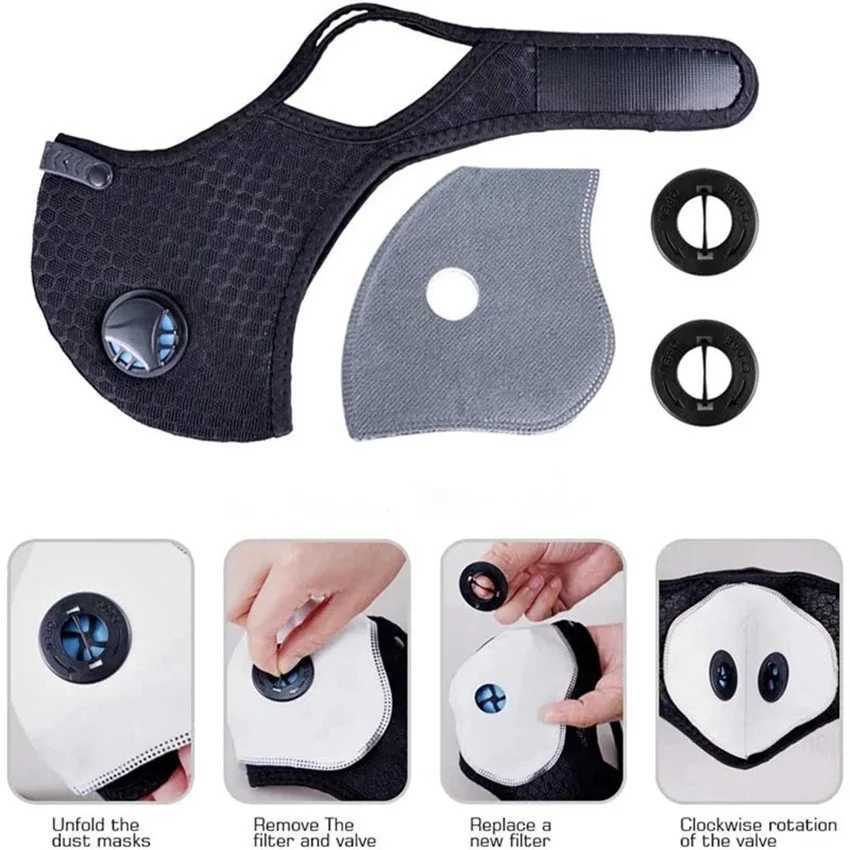 3pcsLarge size cycling face mask with filter anti-dustproof washable mesh with activated carbon filters for menXJ241209