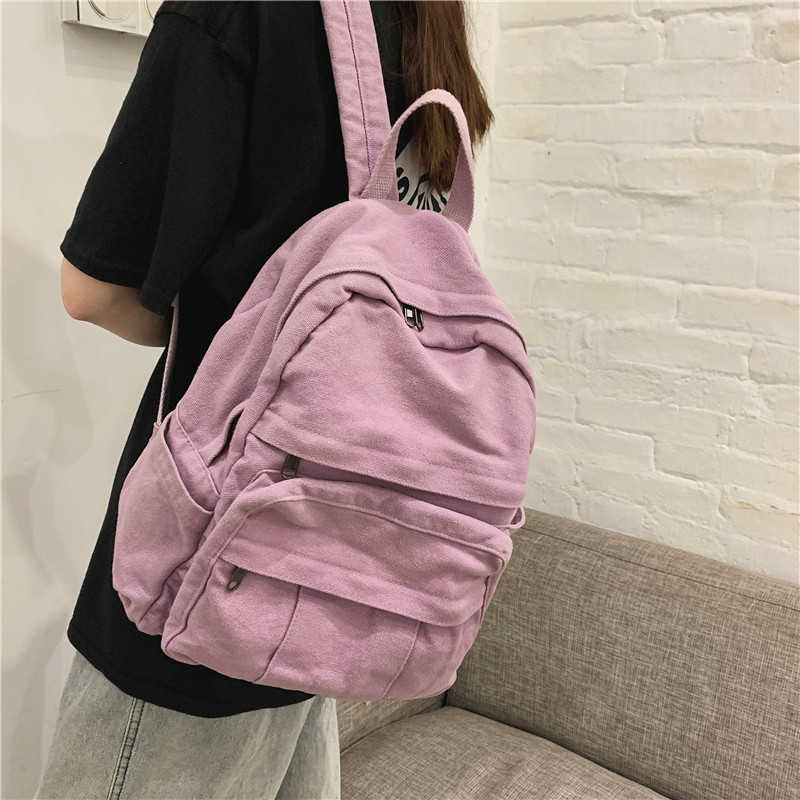 Schoolbag women's Department worn out college students' backpack women's fashion washed Canvas Backpack 241230
