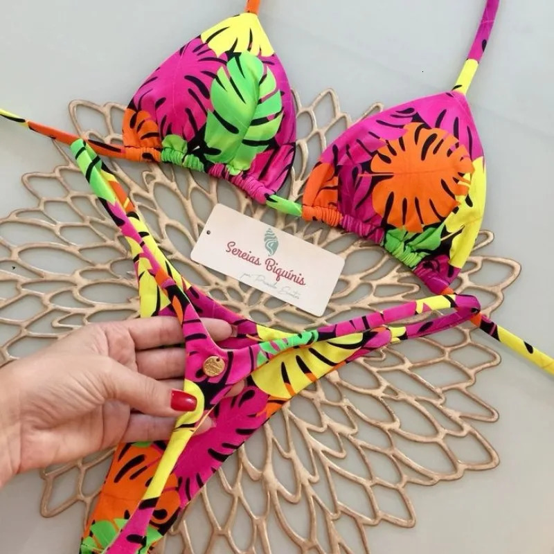 Womens Bikini Unprinted Swimsuit Fashion G-string Beach Holiday 241204