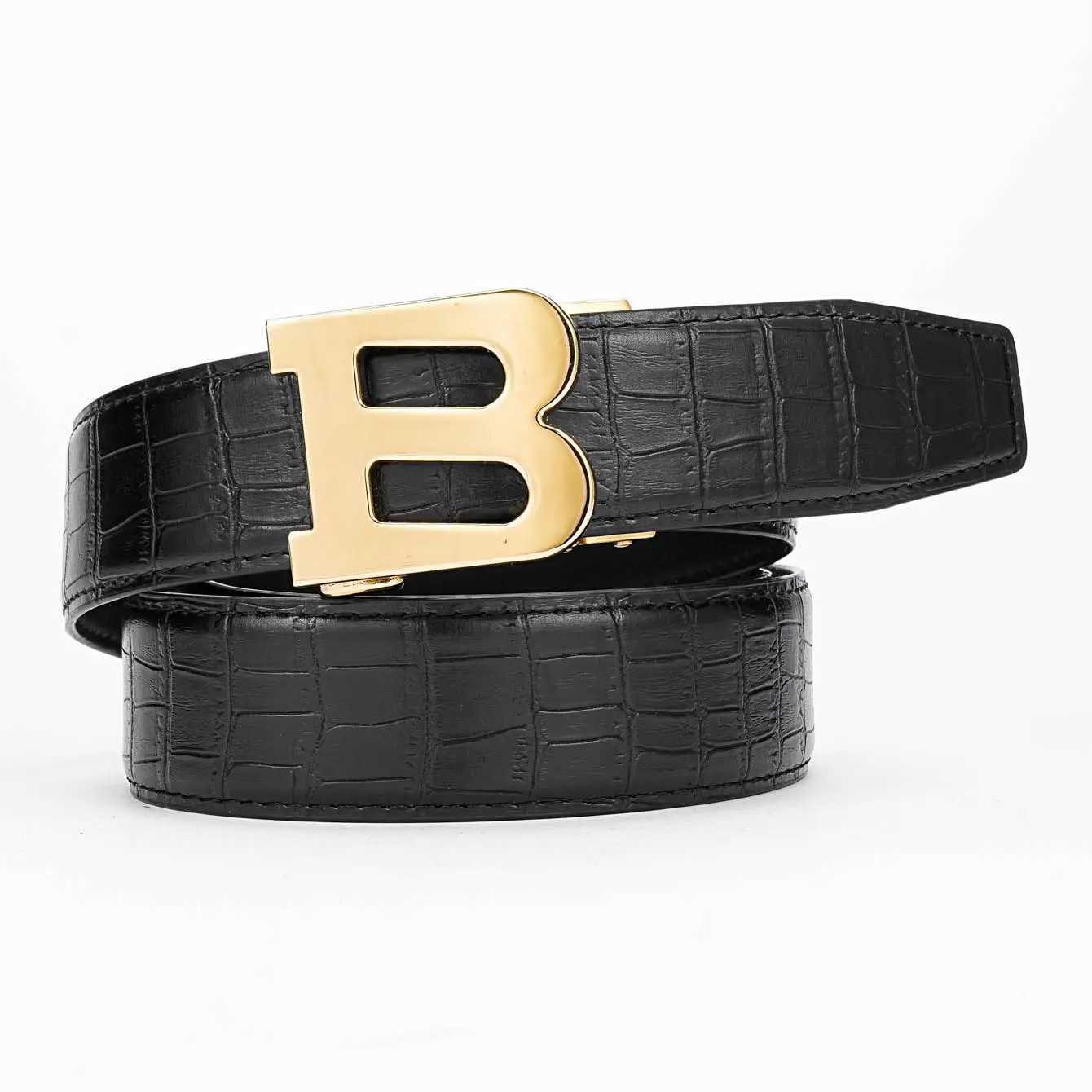 2024 Men's automatic first layer cowhide embossed belt men's business youth belt X241209