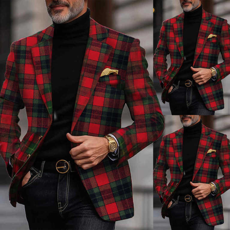 Classic Christmas Men's Coat Tailored Blazers Peaked Lapel Groom Houndstooth Two-Button Special Design Prom Party Custom Made Only One Piece Jack