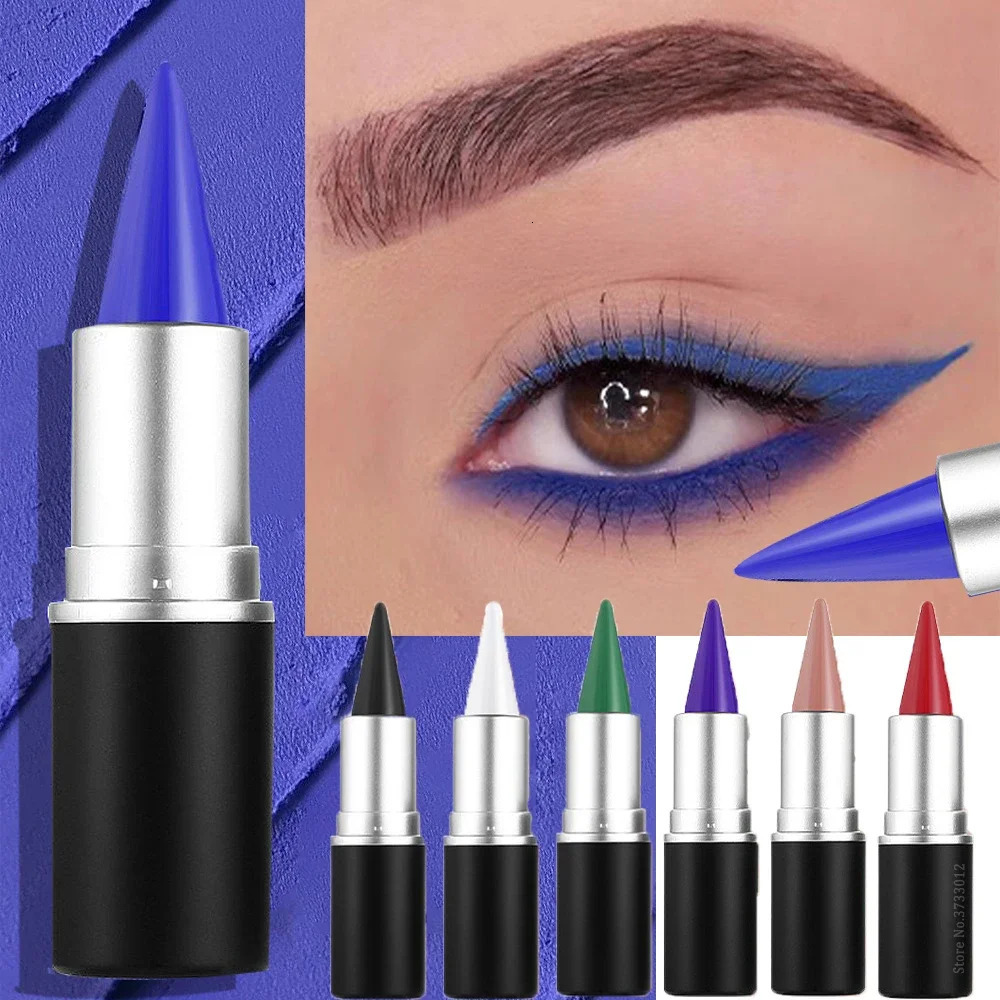 Pointed Creamy Blue Eyeliner Gel Matte White Black Brown Easy Wear Solid Eye Liner Pencil LongLasting Tattoo Liner Eyeshadow Gel 241209