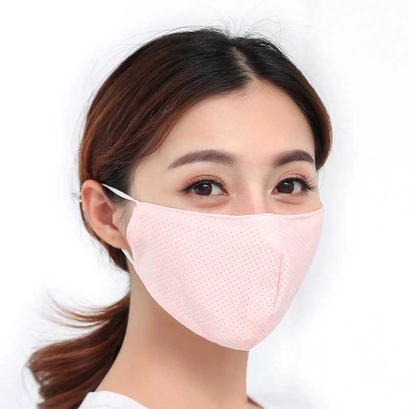 3pcsSunscreen Thin Breathable Mask Summer Fashion Solid Color Elastic Cotton Dustproof Face Mask Black White Mouth Masks MascarillaXJ241209