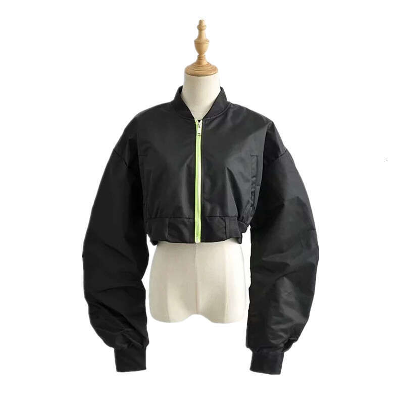 Early Autumn Solid Color Handsome Stand up Collar Short Zipper Pilot Women's Baseball Jacket, Top Trendy 2024 New Style, Unique and Elegant Cloth