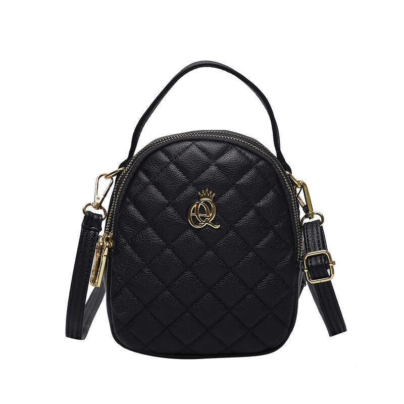 Fashionable diamond grid single shoulder crossbody versatile, casual, women's shell bag, high-end, mobile phone small round bag