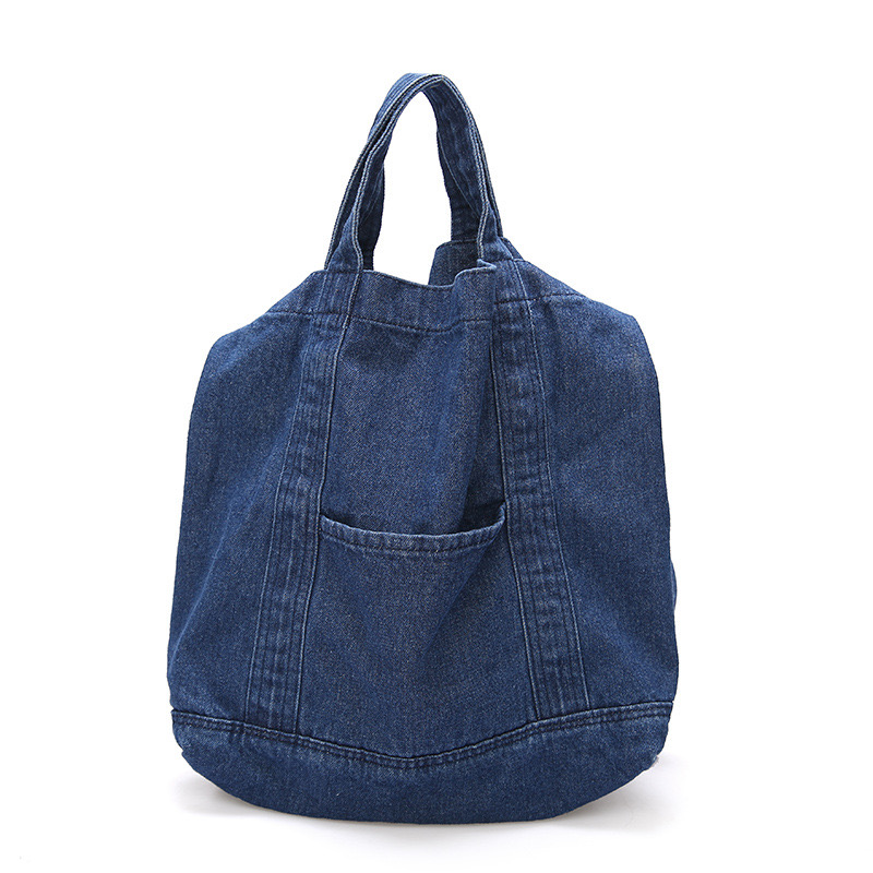 2025 new new Single shoulder denim bag, small white loop
